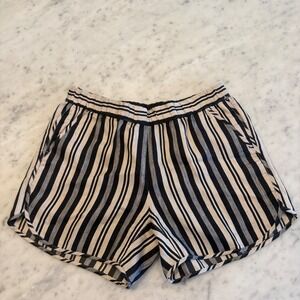 Madewell Mens XS Striped Linen Cotton Blend Pull On Shorts Black White Beige